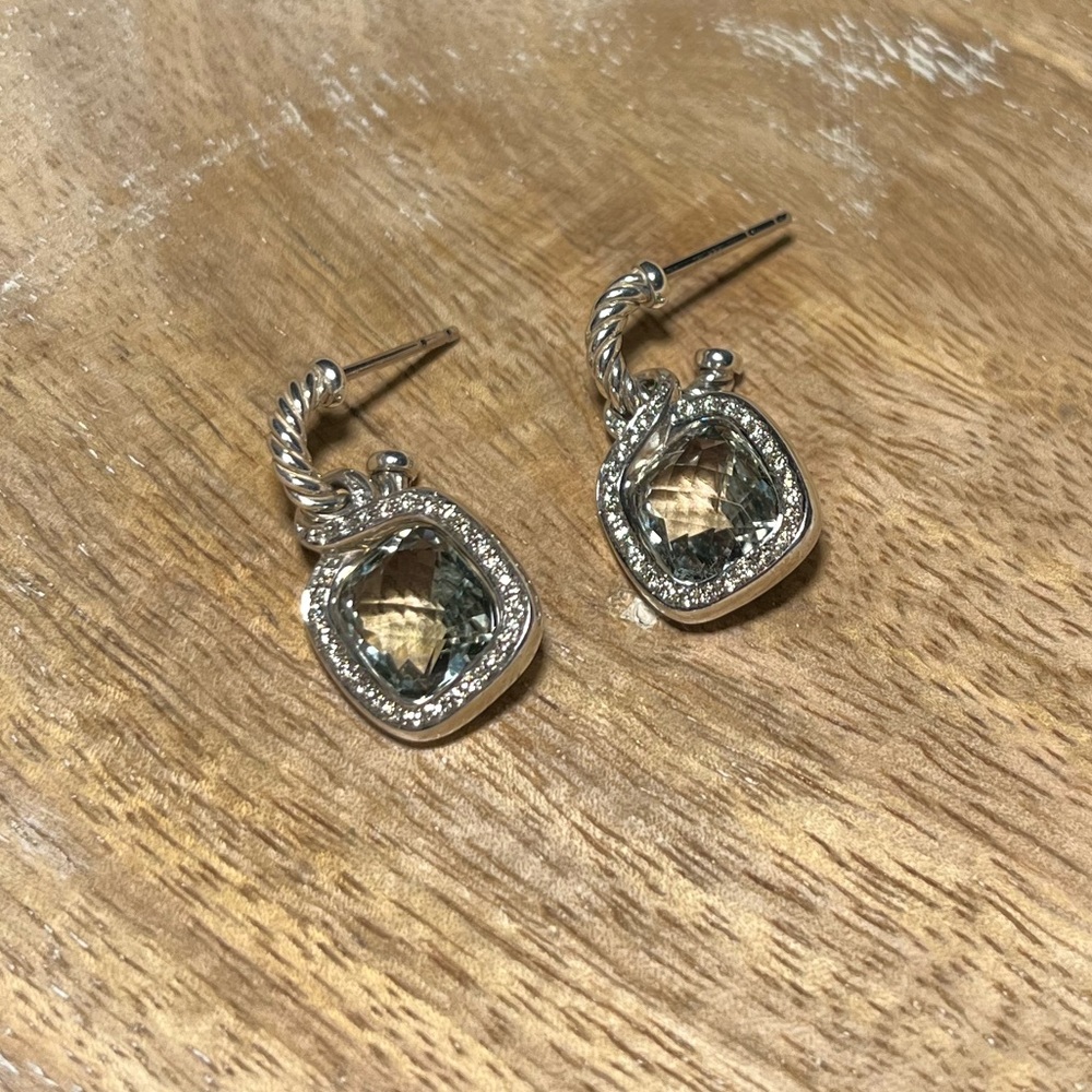David Yurman Prasiolite & Diamond Labyrinth Drop Earrings